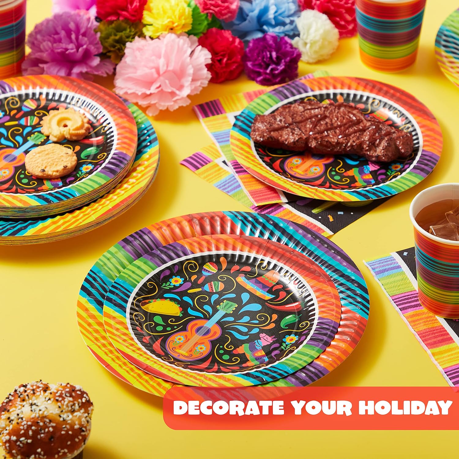Fiesta Tableware Set, Party Supplies Packs for Cinco De Mayo, Party Decoration Supplies, Table Decorations -82PCS Fiesta Tableware Set, Party Supplies Packs for Cinco De Mayo, Party Decoration Supplies, Table Decorations -82PCS